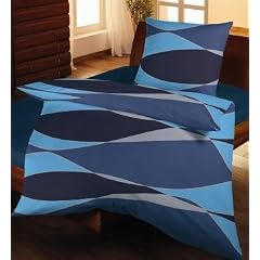 Mikrofaser Fleece Bettw�sche / Welle / Farbe: blau / Gr��e: 135x200 / mit Rei�verschluss