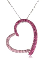 Carnevale Sterling Silver Heart Mix with Swarovski Elements Pendant Necklace, 18"