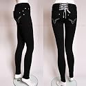 Womens Designer Lace Up & Zip Skinny Jeans Long Leggings Jeggings Black UK Size 6 8 10 12 14 16