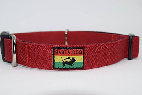 RASTA DOG Adjustable Dog Collar available in multiple sizes and colors Eco-Friendly Bamboo with fleece lining Red with Black Fleece lining (Medium 14-20 in. long by 3/4 in. wide)