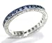 Square Shape Sapphire Channel Set Full Circle in Platinum Filigree Hand Engraved Wedding Band or Stacking Ring, Ring Size 6.5 (T.w 3.16)
