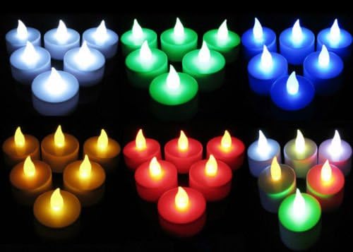 Tea Light Led Candles Beautiful Electronic LED Candle Flameless Flickering Tea Light Light Color White 3.8cm (12Pcs, Red)