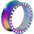 1" Rainbow Anodized Titanium Jeweled Saddle Plug