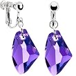 Handcrafted Austrian Crystal Tanzanite Avant-Garde Clip Earrings