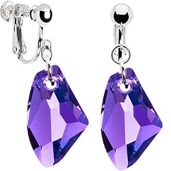 Handcrafted Austrian Crystal Tanzanite Avant-Garde Clip Earrings