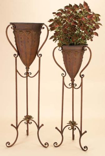 46 High Elegant Metal PLANT STAND Set of 2 in Oxidize Finish