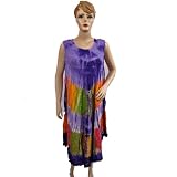 Multi Purple Tie Dye Long Dress Printed with Embroidered Coverup for Womens