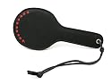 Heart 2 Heart Paddle Leather Pocket with Red Hearts Inlay, Black
