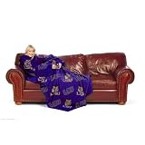 NCAA LSU Tigers Adult Comfy Throw, Officially Licensed Blanket with Sleeves by Northwest "Repeat" Design
