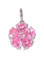 SilberDream Charm flower, pink Zirkonia, 925 Sterling Silver Charms Pendant with Lobster Clasp for Charms Bracelet, Necklace or Charms Carrier FC4112