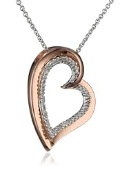 18k Rose Gold Plated Sterling Silver Heart Pendant Necklace (1/6 cttw, I-J Color, I3 Clarity), 18"