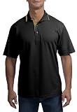 Upscale Men's Short Sleeve Rapid Dry Sport Shirt With Contrast Trim - Jet Black/Stone