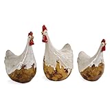 Home Decor Improvements 48018-3 White Antiqued Chickens - Set of 3