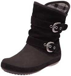 crocs Berryessa Suede Buckle Boot 12351-060-480, Damen Fashion Halbstiefel & Stiefeletten, Schwarz (Black/Black 60), EU 39/40 (W9)(W7)
