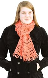 Handmade Crocheted Masterpiece Mohair Scarf - Watermelon in Winter (100% Crocheted By Hand)