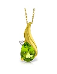 14K Yellow Gold Twist Teardrop Peridot Necklace