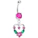 Fuchsia Pink Gem Heart Wreath Belly Ring