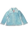 Cappuccino - Girls Faux Suede Jacket, Lt. Blue