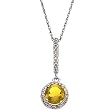 14K White Gold Citrine and Diamond Pendant