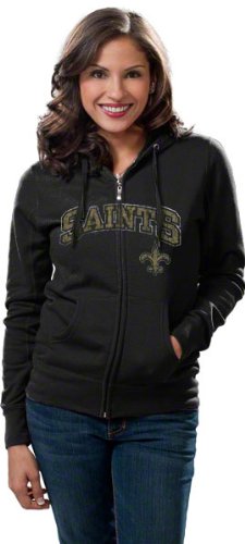 New Orleans Saints Women's Black Football Classic II Full-Zip Hooded Sweatshirt
