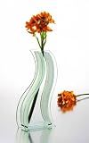 11 INCH SWIRL SHAPED GLASS VASE