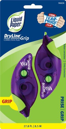 Paper Mate Liquid Paper DryLine Grip Correction Tape, 0.2 x 335 Inches, 2-Pack (662415)