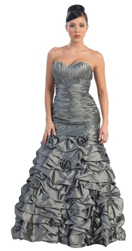 Strapless Taffeta Prom Holiday Formal Gown Long Dress #27019