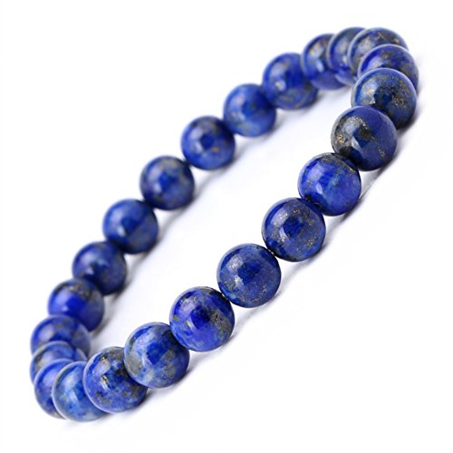 8mm Afghanistan Lapis Lazuli Genuine Semi precious Elastic Stretch Beaded Bracelet Unisex