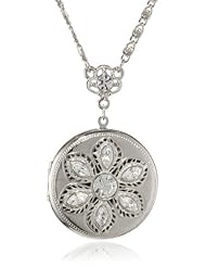 Signature 1928 "Signature Collection" Crystal Round Locket Necklace, 30"