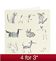 Sketchy Dog Cat Blank Card