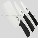 RIMON CERAMIC KNIVES SET (4" + 5" + 6.5") LOT OF 3 3PCS 4IN 5IN 6.5IN 4-INCH 5-INCH 6.5-INCH WHITE BLADE BLACK ABS HANDLE CHEFS SHARP KITCHEN CUTLERY PARING PEELING SLICING UTILITY CUTTING