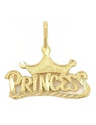 14K Gold Charm Princess Cinderella Pendant Jewelry Part