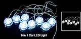 Amico 8 x Round Car Underbody Undercar White LED Lights Decoration