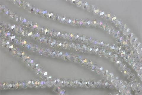 Chinese Crystal Glass Beads Faceted Rondelle 6mm Clear Quartz with AB (3611)