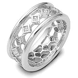 Designer 14 Karat White Gold Unique Diamond Right Hand Ring