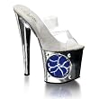 7 1/2 Inch High Platform Sexy Shoes Circle Light Up Shoes Dancer Stripper Shoes Chrome Blue