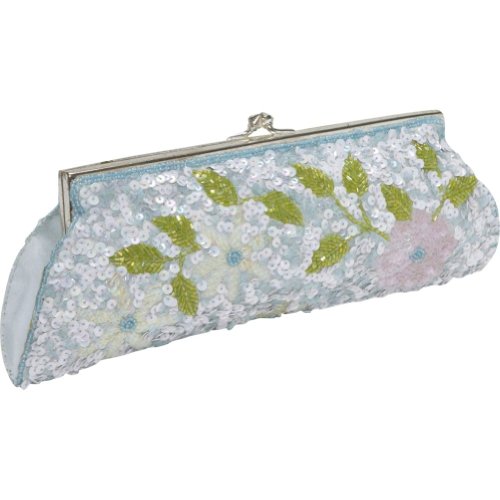 Moyna Handbags Framed Floral Sequin Evening Clutch (Blue)
