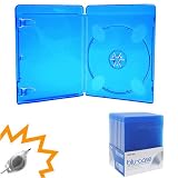 Merax Blu-Case blu-ray HD DVD single disc case transparent blue - 10Pack - Kit includes keychain LED light