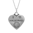 Sterling Silver I Love Volleyball Heart Necklace