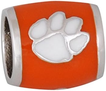 Teagan Collection Clemson University Tigers White Paw on Orange Bead