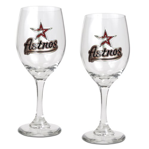 Houston Astros 2 Piece MLB Wine Glass Set