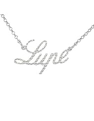 Sterling Silver LUPE Name Necklace Diamond Cut Finish Italy, 16 inch + 2 inch extention