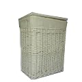 Rectangular White Wicker Laundry / Linen Basket With Lining Medium