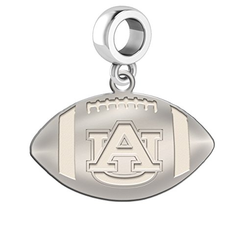 Auburn Tigers Sterling Silver Football Cut Out Drop Charm Fits All European Style Charm Bracelets