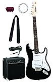 Fender Starcaster Strat Electric Guitar Starter Pack, Black