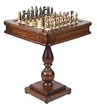 Hand Painted Crusade Chessmen & Verona Game Center Table From Italy Hand Painted Crusade Chessmen & Verona Game Center Table From Italy