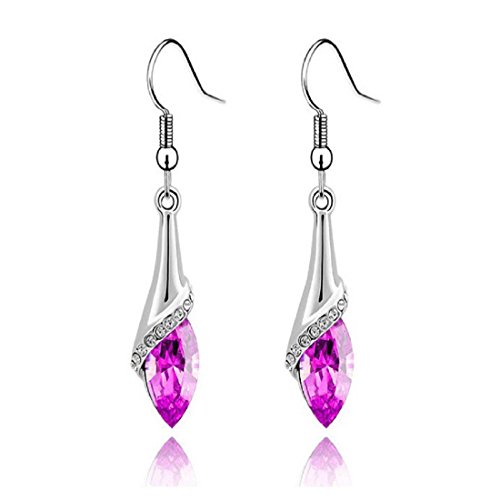 Voberry® Fahion Women's Lady Crystal Marquise Cut Teardrop Wedding Hook Earrings Gift (Rose)