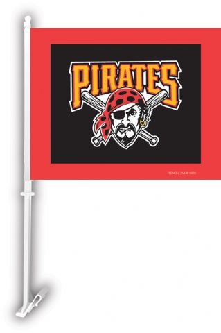 MLB Pittsburgh Pirates Car Flag W/Wall Brackett