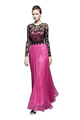 Ankle Length Chiffon Lace Long Sleeves Prom Dress 