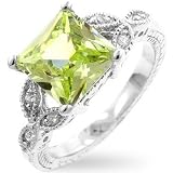 Sterling Silver Fashion Ring with Peridot CZ - .925 Silver